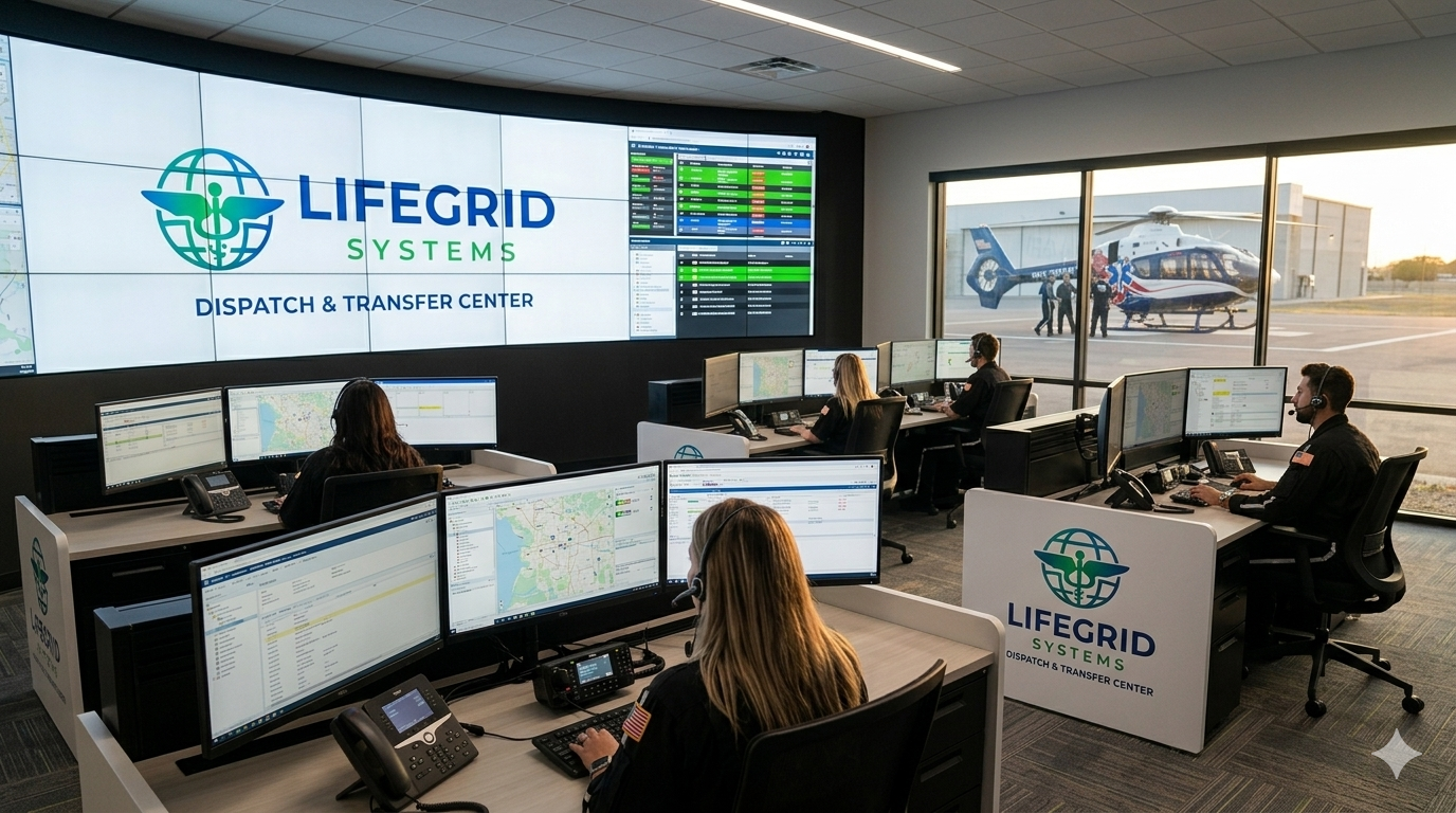 LifeGrid NEXUS Dispatch and Transfer Center — concept rendering